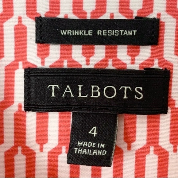 TALBOTS Coral White Wrinkle Resistant Button Down Blouse Size 4 - Picture 3 of 5